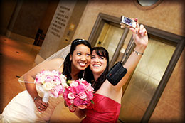 Bride and Bridesmaid snap a selfie