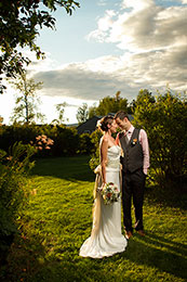 Bride and Groom in the golden rays of sunset