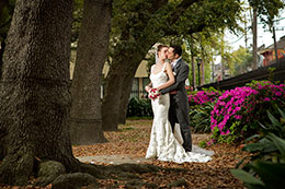 Bride and Groom kiss in the French Quarter