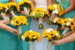 Spring colored bridal boquets