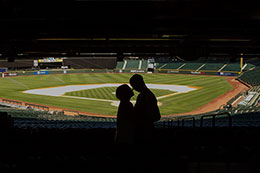 Engagement Shoot at Mariner Stadium in Seattle, Washington