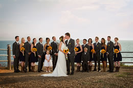 Large wedding party photo at Point Vicente