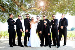 Hot Bride with all the Groomsmen and cigars
