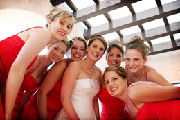 Bride and her girls get a quick pose before ceremony