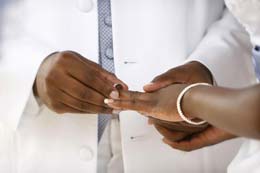 Wedding Photography Groom places ring on Brides finger