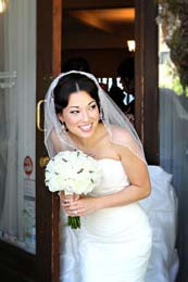 Bride sneaks a look before the ceremony
