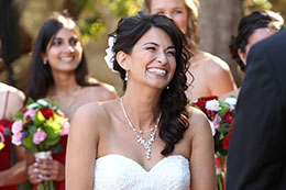 Bride smiles during vows at The Old Whaling Station
