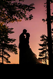 Wedding couple silhouette at the Peninsula Room in Traverse City