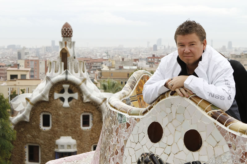 Stephen posing at Park Güell in Barcelona Spain