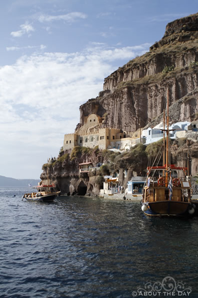 A view of Santorini from the water