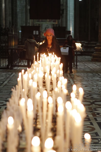 Prayer candles in the Duomo di Milano cathedral