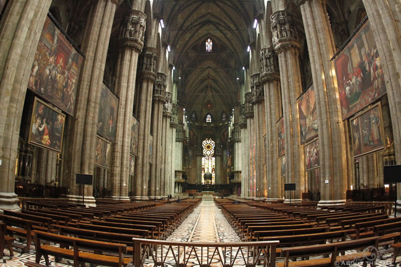 Inside the Duomo di Milano cathedral
