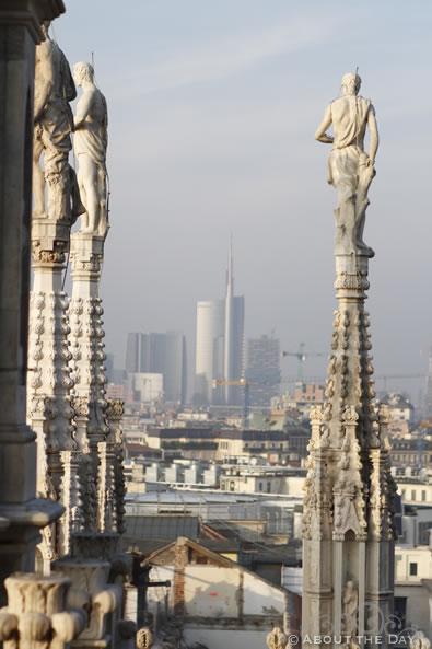 A stunning view of downtown from the Duomo di Milano roof