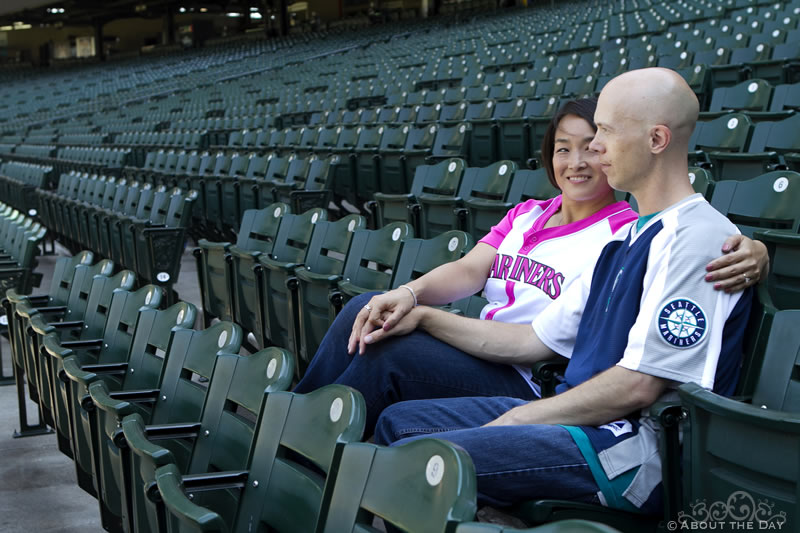 Engagement session at Safeco Field in Seattle, Washington