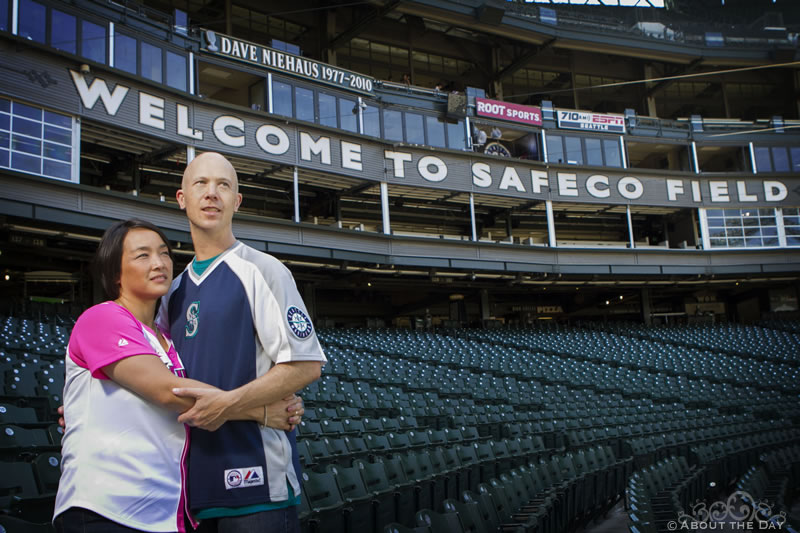 Engagement session at Safeco Field in Seattle, Washington