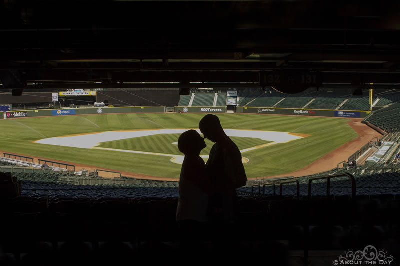 Engagement session at Safeco Field in Seattle, Washington