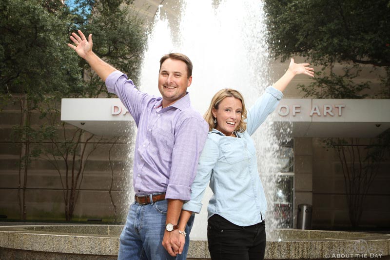 Engaged couple at the Dallas Museum of Art