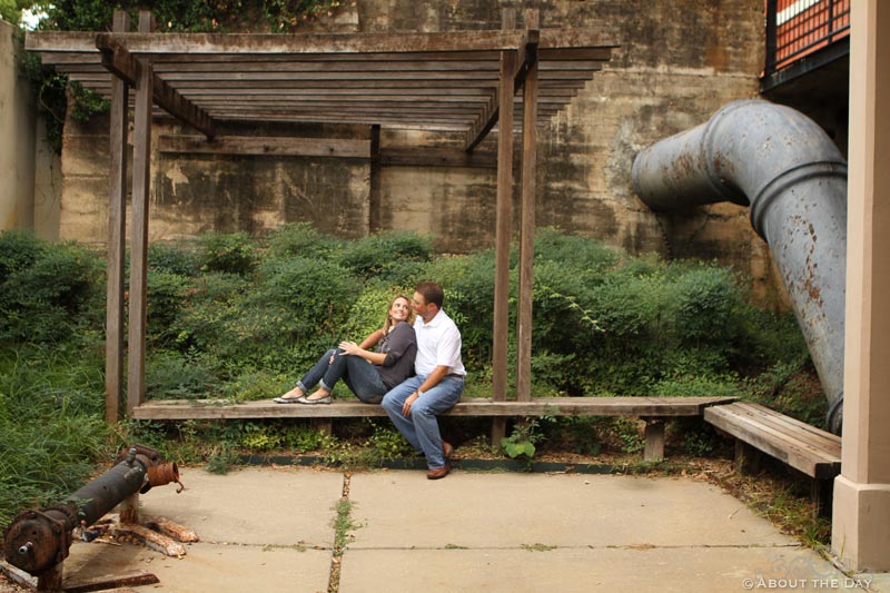 Engaged couple at the Filter Building & Pump House in Dallas, Texas