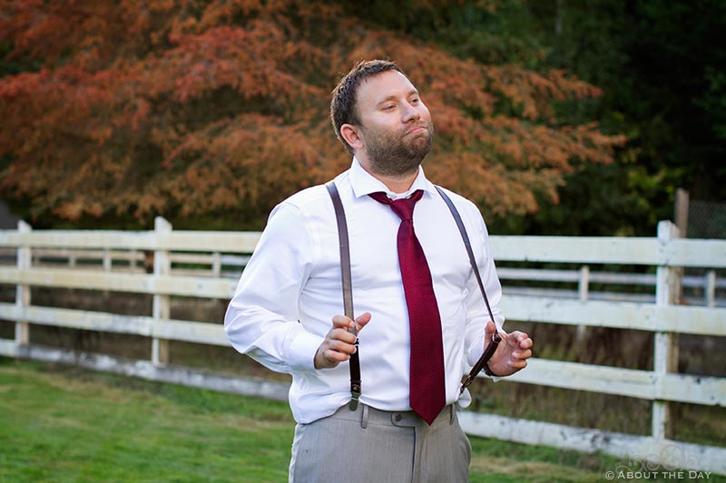 Groom looking very proud of himself