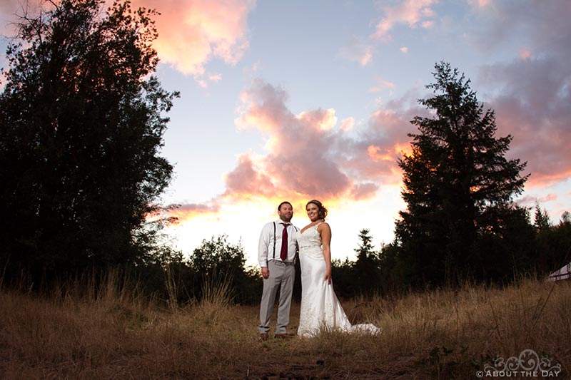 Bride and Groom during last of the stunning sunset