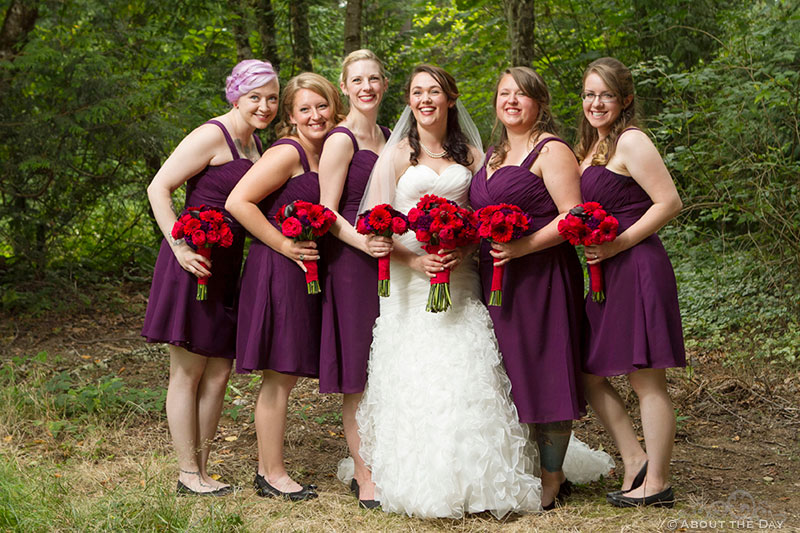 Bride and her girls at Trinity Tree Farm in Issaquah, Washington