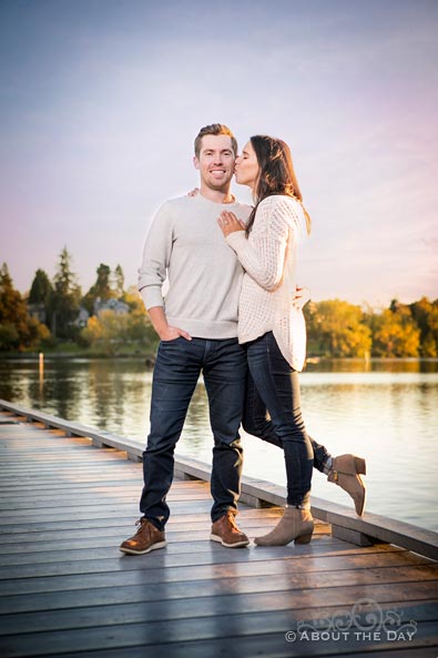 Victoria kisses Craig on the dock at Green Lake