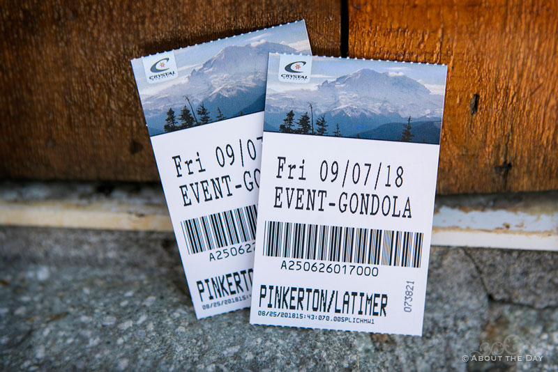 Lift tickets at Crystal Mountain for Andrew and Alex's wedding