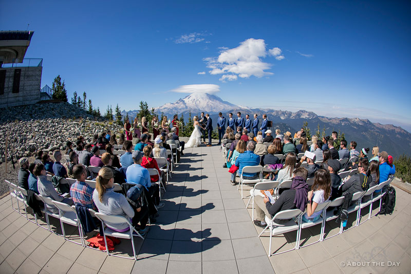 Alex & Andrew's wedding with a tremendous view of Mt. Ranier from Crystal Mountain