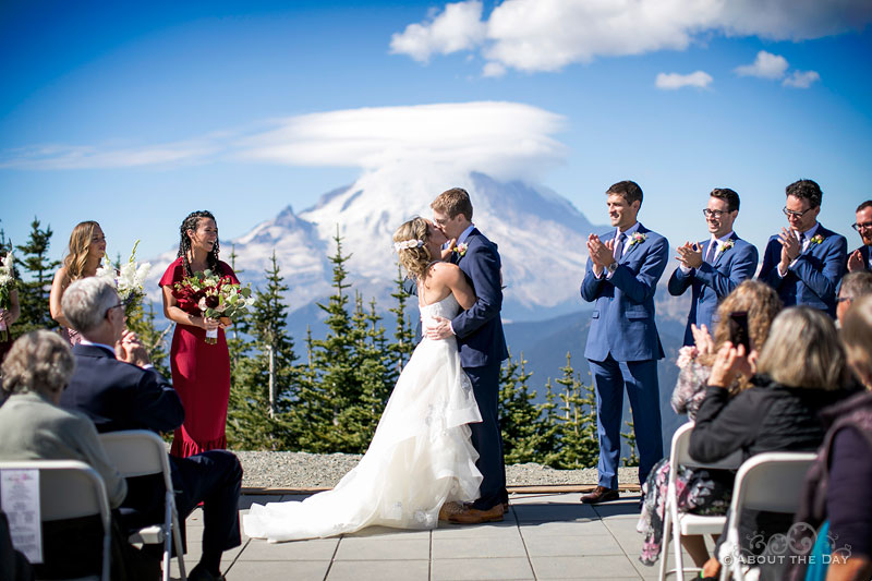 Andrew & Alex kiss during their wedding ceremony