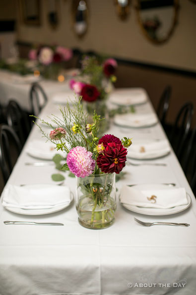 The wedding table settings on The MV Skansonia