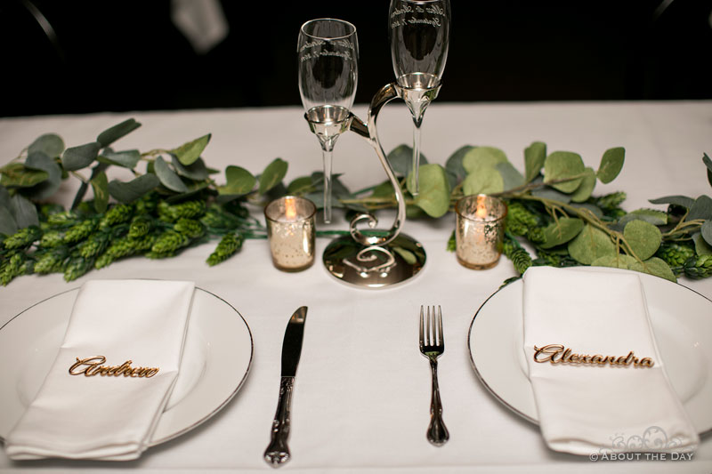 The seating for the Bride and Groom on The MV Skansonia on Lake Union