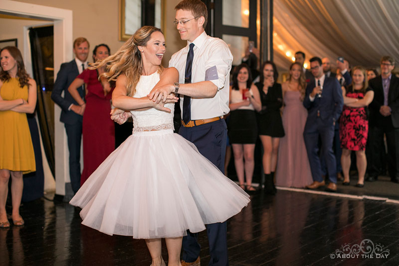 Alex and Andrew perform their choreographed first dance with ease