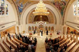 View of the Greek Orthodox ceremony