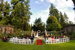 Outdoor wedding ceremony at Thornewood Castle