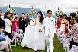 Grand exit for Bride and Groom