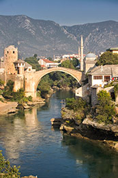 Stari Most, Mostar Bridge on a bright sunny afternoon