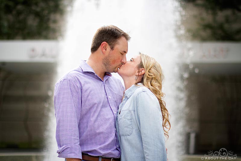 Engaged couple at the Dallas Museum of Art