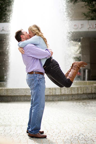 Engaged couple at the Dallas Museum of Art