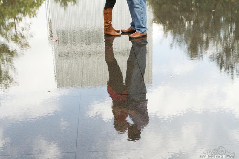 Engaged couple at the AT&T Performing Arts Center in Dallas, Texas