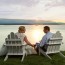 Bride and Groom sit and watch a glorious sundown in Seattle, Washington