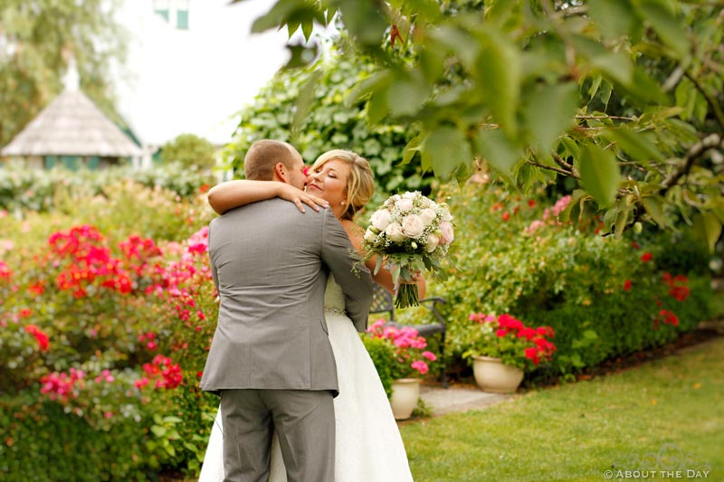 Bride and Groom hug during first look