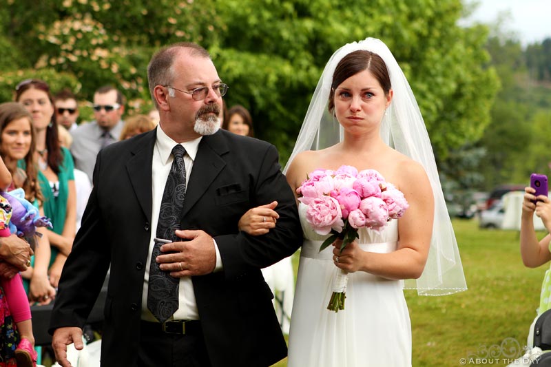 Emotional Bride walks down the isle