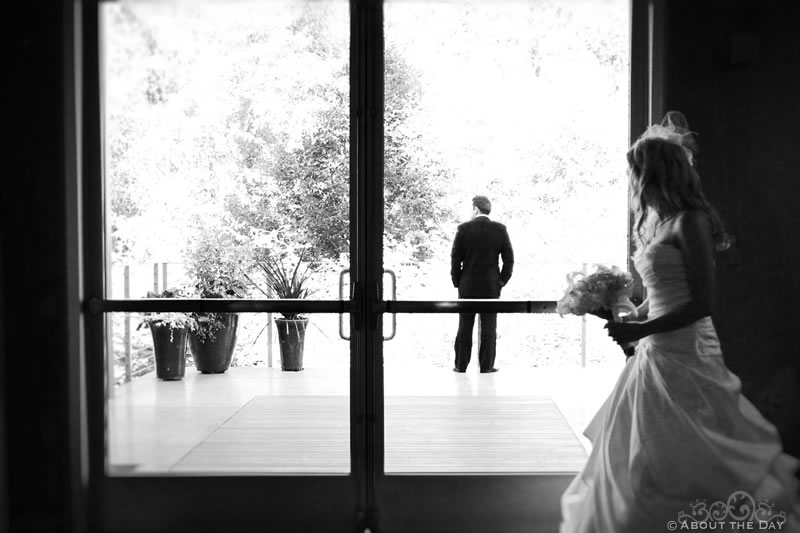 Bride sees Groom waiting for her