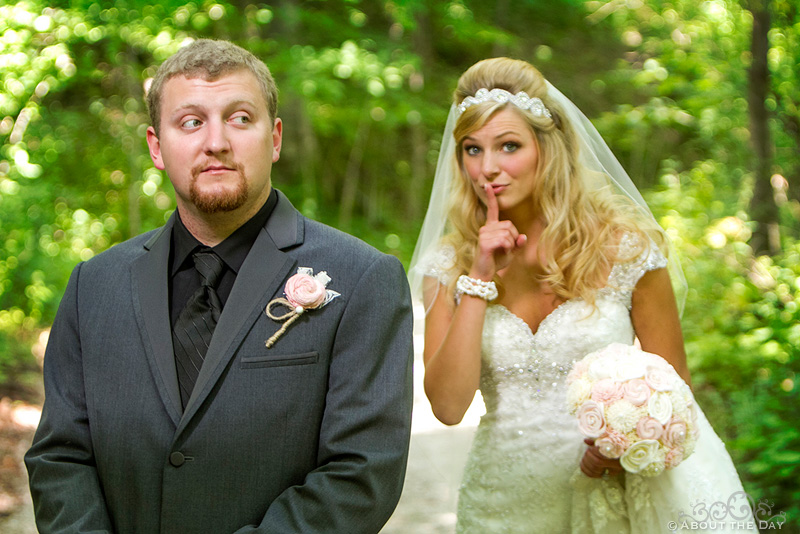 Bride sneaks up on waiting Groom