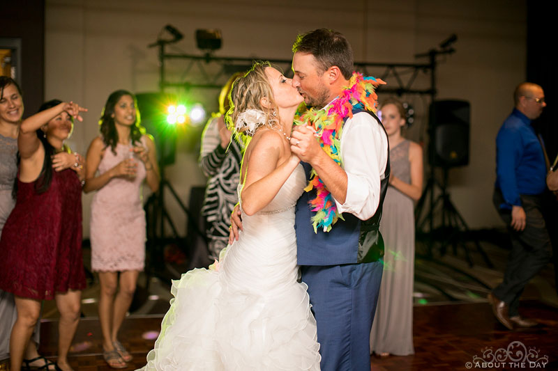 Bride and Groom kiss during last dance at Hotel Marshfield