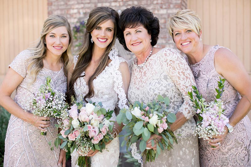 Bride and her relative bridesmaids