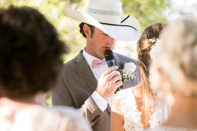 Cowboy Groom says vows to Bride during wedding