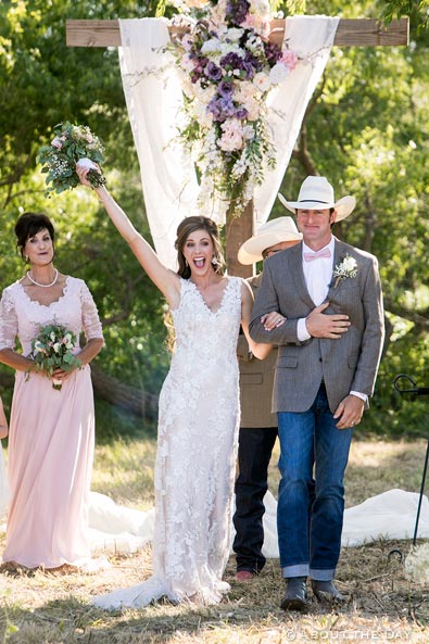 Bride and Groom exit country wedding ceremony