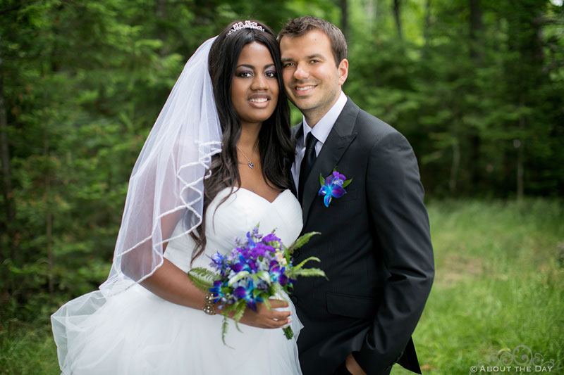 Beautiful wedding couple in the woods near Manitowish Waters