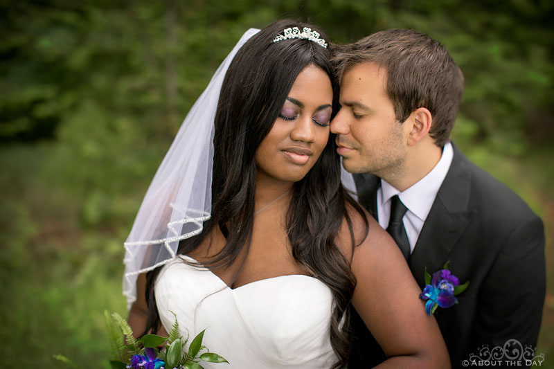 Closeup of Bride and Groom in Manitowish Waters